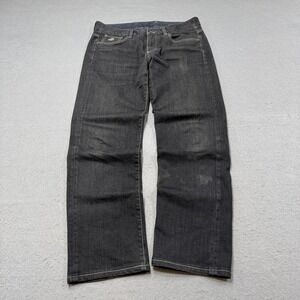 Canali Jeans Men's 50 Black Denim Faded Straight Leg Relaxed Fit Made In Italy